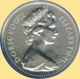 5 Pence1968-1981 (Vorderseite)